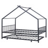 Full Size House Bed With Twin Size Trundle - Black