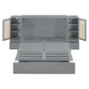 Full Size Murphy Bed With Drawer And Rattan Decoration - Gray