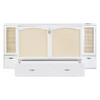 Full Size Murphy Wall Bed With Drawer And Rattan Decoration - White