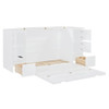 Full Size Murphy Bed With Drawers, Cabinets And USB Ports - White