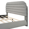 Queen Size Upholstered Platform Bed Frame And Stylish Curve Shaped Design - Gray