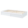 Twin Size Daybed With Fence Guardrails And 2 Drawers, Split Into Independent Floor Bed & Daybed - White