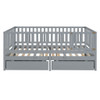 Full Size Daybed With Fence Guardrails And 2 Drawers - Gray