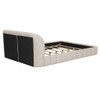 Queen Size Upholstered Platform Bed, Polyester - Beige