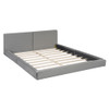 Queen Size Upholstered Platform Bed, Grounded Bed With Solid Frame - Gray
