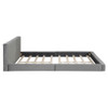 Queen Size Upholstered Platform Bed, Grounded Bed With Solid Frame - Gray