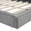 Queen Size Upholstered Platform Bed, Grounded Bed With Solid Frame - Gray