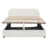 Queen Size Upholstered Platform Bed With Hydraulic Storage System - White