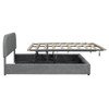 Queen Size Upholstered Platform Bed With Hydraulic Storage System - Gray