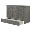 Full Size Murphy Bed With Large Drawers And USB Ports - Brushed Gray