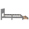 Queen Size Platform Contemporary Upholstered Bed With Storage Drawer - Gray