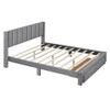 Queen Size Platform Contemporary Upholstered Bed With Storage Drawer - Gray