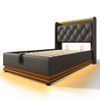 Twin Size Upholstered Bed, 360 Surround LED Function, Buttons / Apps / Remote Control, Hydraulic Storage Bed With USB Type-C Charging (Without Mattress) - Black