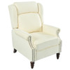 Push Back Recliner Chair Upholstered With Classic Wing Back And Solid Gourd-Shaped Legs For Living Room - Beige