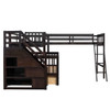 Twin Over Full L Shaped Bunk Bed With 3 Drawers, Ladder And Staircase - Espresso