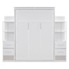 Full Size Murphy Wall Bed With Shelves, Drawers And LED Lights - White