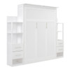 Queen Size Murphy Wall Bed With Shelves, Drawers And LED Lights - White