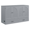 Queen Size Murphy Bed With Large Drawers - Gray