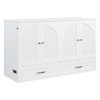 Queen Size Murphy Bed With Large Drawers - White