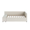 Twin L Shaped Upholstered Platform Bed With Storage And Drawers - Beige