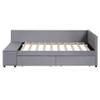 Twin L Shaped Upholstered Platform Bed With Storage Drawers - Gray