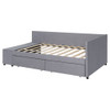 Twin L Shaped Upholstered Platform Bed With Storage Drawers - Gray