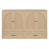 Queen Size Murphy Bed With Large Drawers, Gold