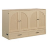 Queen Size Murphy Bed With Large Drawers, Gold