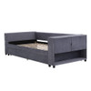 Twin Upholstered Bed With Storage And Twin Trundle, USB Charging Ports - Gray
