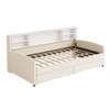 Twin Size Luxurious Upholstered Platform Bed With Storage Drawers - Beige
