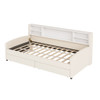 Twin Size Luxurious Upholstered Platform Bed With Storage Drawers - Beige