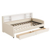 Twin Size Luxurious Upholstered Platform Bed With Storage Drawers - Beige