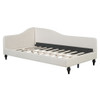 Twin Size Modern L Shaped Linen Daybed With Legs - Beige