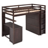 Twin Size Loft Bed With Drawers, Desk, And Wardrobe - Espresso