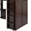 Twin Size Loft Bed With Drawers, Desk, And Wardrobe - Espresso