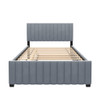 Full Size, Upholstered Platform Bed With Twin Size Trundle, Elegant Design - Gray