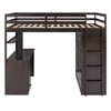 Full Size Loft Bed With Drawers, Desk, And Wardrobe - Espresso