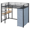 Twin Size Loft Bed With Desk, Shelves, Power Outlet, LED Light And Wardrobe - Black