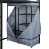 Twin Size Loft Bed With Desk, Shelves, Power Outlet, LED Light And Wardrobe - Black