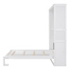 Queen Size Murphy Wall Bed With Shelves, Space Saving - White