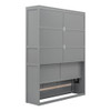 Queen Size Murphy Wall Bed With Shelves, Space Saving And Construction - Gray