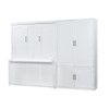 Queen Size Murphy Wall Bed With Closet, Space Saving Design - White