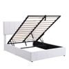 Full Size Upholstered Platform Bed With A Hydraulic Storage System - White