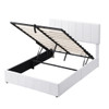 Full Size Upholstered Platform Bed With A Hydraulic Storage System - White