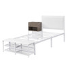 Twin Size Platform Bed With 2 Tier Storage Shelves, Storage Cabinet - White