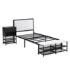 Twin Size Platform Bed With 2 Tier Storage Shelves, Storage Cabinet - Black