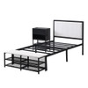 Twin Size Platform Bed With 2 Tier Storage Shelves, Storage Cabinet - Black