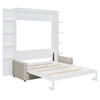 Queen Size Murphy Wall Bed With Sofa, Space Saving - White