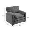 Oversized Reading Armchair With Thick Cushions, High Back Support - Gray