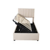 Twin Size Upholstered Platform Bed With A Hydraulic Storage System - Beige